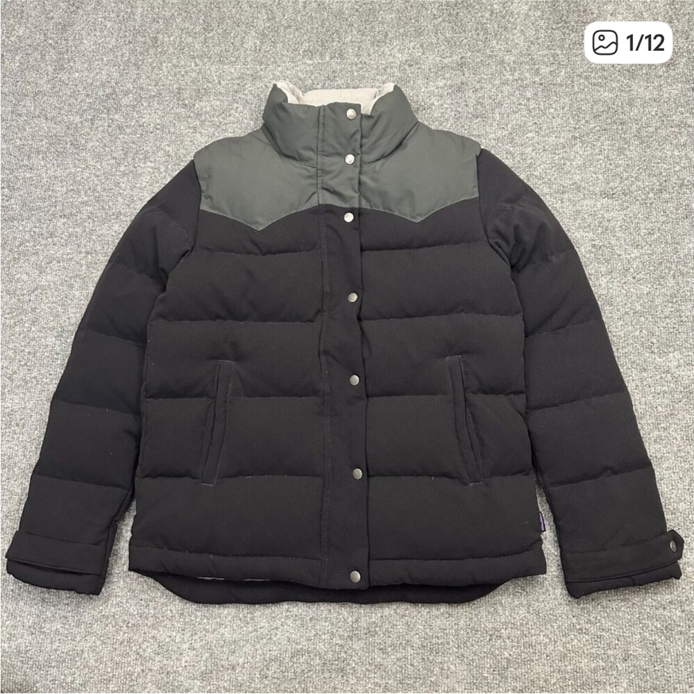 Patagonia Womens Bivy Black Jacket Medium Western Duck Down Insulated - Picture 2 of 12